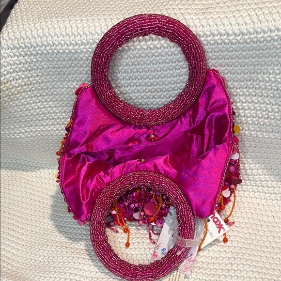 Viral TJ Maxx Beaded Pink and Orange Shoulder Bag with Artistic Fringe - Picture 6 of 8